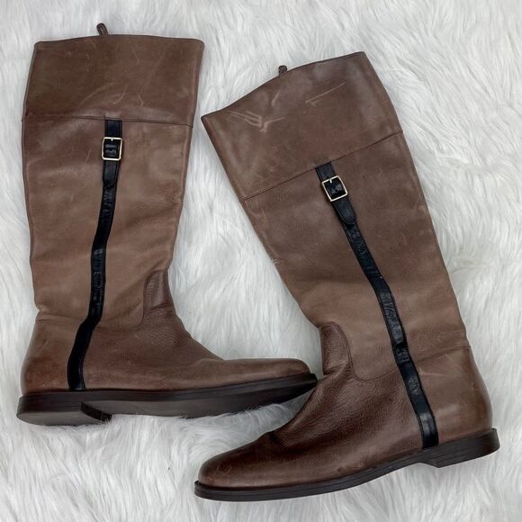 Cole Haan Eldridge Leather Buckle Riding Boots - Picture 1 of 8